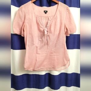 🌸 Massimo Blush Pink Blouse with Tie-Front – Soft & Feminine Style